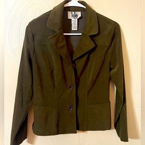 **VINTAGE**R.J. & Co. Petite suede blazer jacket. Olive green. Size 4. No flaws.